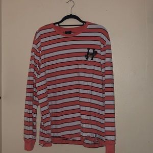 huf embroidered embroidered rose H striped long sleeve shirt